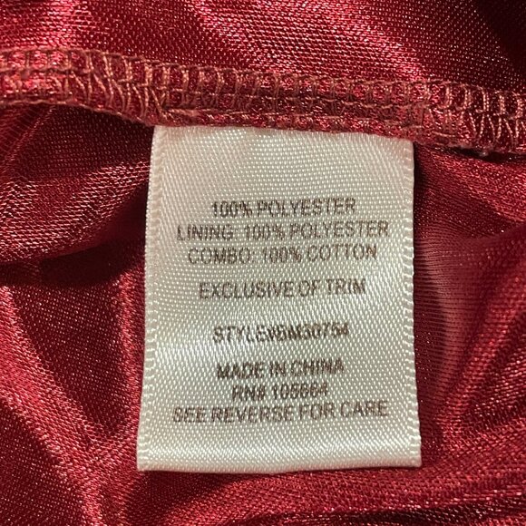 NEW, AMERICAN GLAMOUR Babydoll Short Sleeve Lace Trim Flowy Blouse, Burgundy - M - Picture 11 of 12